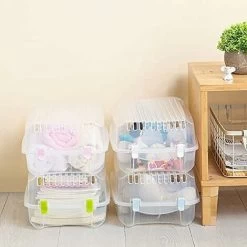 Schuhkartons, Stapelbar Mit Kunststoffverbindern, Faltbar, Transparent, Stabil, Atmungsaktiv, Schuhkarton-Aufbewahrung Aus Kunststoff, Blau -Möbelhaus 100133679 3