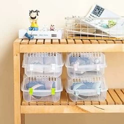 Schuhkartons, Stapelbar Mit Kunststoffverbindern, Faltbar, Transparent, Stabil, Atmungsaktiv, Schuhkarton-Aufbewahrung Aus Kunststoff, Grün -Möbelhaus 100144783 4