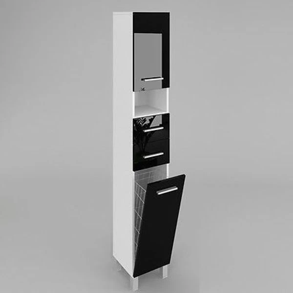 Badezimmerschrank Mit Wäschekorb SW4 188x40 Cm Weiß Hochglanz 5 Badezimmerschrank Mit Wäschekorb SW4 188x40 Cm Weiß Hochglanz – Bild 3