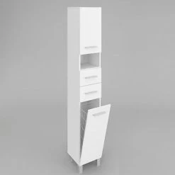 Badezimmerschrank Mit Wäschekorb SW4 188x40 Cm Weiß Hochglanz 10 Badezimmerschrank Mit Wäschekorb SW4 188x40 Cm Weiß Hochglanz -Möbelhaus 110781059