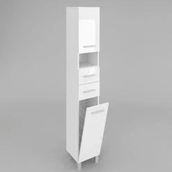 Badezimmerschrank Mit Wäschekorb SW4 188x40 Cm Weiß Hochglanz 11 Badezimmerschrank Mit Wäschekorb SW4 188x40 Cm Weiß Hochglanz -Möbelhaus 110781061