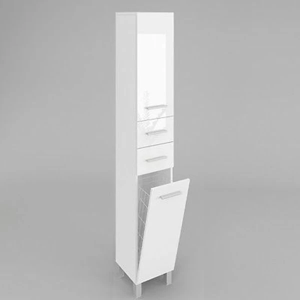 Badezimmerschrank Mit Wäschekorb SW15 188x40 Cm In Weiß Hochglanz Oder Mat 4 Badezimmerschrank Mit Wäschekorb SW15 188x40 Cm In Weiß Hochglanz Oder Mat – Bild 2