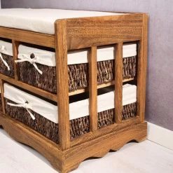 Mucola Sitzbank Vintage Kommode Flurbank Truhe Shabby Chic Braun Sitzkommode Hocker -Möbelhaus 11279022 2