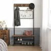 VASAGLE Garderobenständer Mit Sitzbank Im Industrie Design, Garderobe Mit 9 Kleiderhaken Und Schuhregal, Mit Memo-Board Aus Drahtgitter, Flur, Diele, Schlafzimmer, Stabiles Eisengestell Von SONGMICS H -Möbelhaus 11614963 1