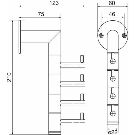 Wandgarderobe Kelvin 4 Schwenkbare Haken, Höhe 208 Mm,Edelstahl Fein Geschliffen 4 Wandgarderobe Kelvin 4 Schwenkbare Haken, Höhe 208 Mm,Edelstahl Fein Geschliffen – Bild 2