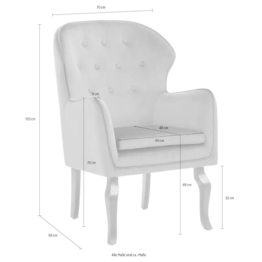 Home Affaire Stuhl »Houston«, Samtoptik, Mit Keder, Knopfheftung Und Gefrästen Vorderbeinen 6 Home Affaire Stuhl »Houston«, Samtoptik, Mit Keder, Knopfheftung Und Gefrästen Vorderbeinen – Bild 4
