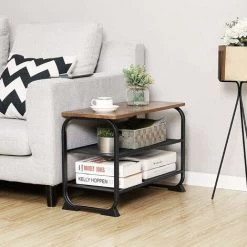 VASAGLE Schuhbank Schuhschrank Im Industrie Design, Schuhregal Mit 2 Gitterablagen, Abgerundeter Rahmen, Einfache Montage, Stabil, Platzsparend, Schmal, Holzoptik, Vintage Von SONGMICS LMR32BX -Möbelhaus 15579845 4