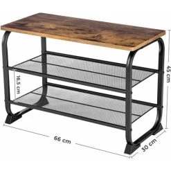 VASAGLE Schuhbank Schuhschrank Im Industrie Design, Schuhregal Mit 2 Gitterablagen, Abgerundeter Rahmen, Einfache Montage, Stabil, Platzsparend, Schmal, Holzoptik, Vintage Von SONGMICS LMR32BX -Möbelhaus 15579845 5