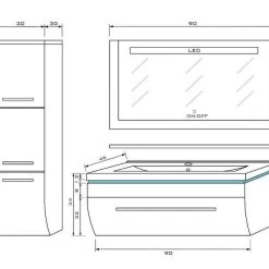 5 Teilig Badmöbel Set 90 Cm Schwarz Led Hochglanz Badezimmermöbel LED System Montiert 13 5 Teilig Badmöbel Set 90 Cm Schwarz Led Hochglanz Badezimmermöbel LED System Montiert -Möbelhaus 161605109