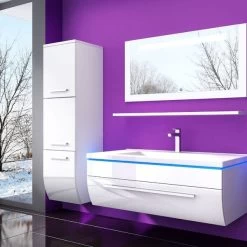 Badmöbel Set Weiss Schwarz Hochglanz Badezimmermöbel Bis 6Tlg 70LED Komplett Montiert 18 Badmöbel Set Weiss Schwarz Hochglanz Badezimmermöbel Bis 6Tlg 70LED Komplett Montiert -Möbelhaus 161617661