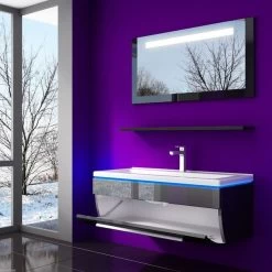 60 Badmöbel Set Schwarz / Weiß Komplett Hochglanz Badezimmermöbel Bis 6 Tlg LED 60 Cm -Möbelhaus 161620447