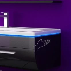 60 Badmöbel Set Schwarz / Weiß Komplett Hochglanz Badezimmermöbel Bis 6 Tlg LED 60 Cm -Möbelhaus 161620452