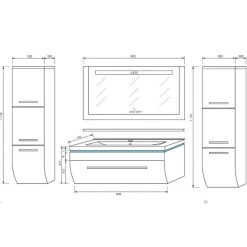 90 Badmöbel Set Schwarz Bad Komplett Hochglanz Badezimmermöbel Bis 6Tlg LED Bad 90 Cm -Möbelhaus 161622667