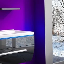 120 Cm Badmöbel Set Schwarz Hochglanz LED Badezimmermöbel Komplett Badezimmer 120 Cm -Möbelhaus 161624440