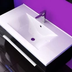 120 Cm Badmöbel Set Schwarz Hochglanz LED Badezimmermöbel Komplett Badezimmer 120 Cm -Möbelhaus 161624446