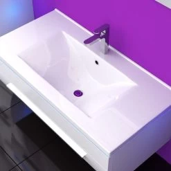 120 Cm Badmöbel Set Weiss Hochglanz LED Badezimmermöbel Komplett Badezimmer 120 Cm . -Möbelhaus 161625887