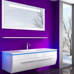 120 Cm Badmöbel Set Weiss Hochglanz LED Badezimmermöbel Komplett Badezimmer 120 Cm . -Möbelhaus 161625898