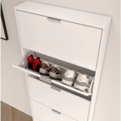 Schuhschrank 180 Cm Glänzend Weiß 5 Klappen Weiß -Möbelhaus 16789704 4