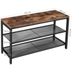 VASAGLE Schuhbank Mit 2 Gitterablagen, Schuhregal Mit Sitzfläche, Schuhablage Für Den Eingangsbereich, Flur, Metall, Industrie-Design, Vintage, Dunkelbraun Von SONGMICS LBS74X -Möbelhaus 17016771 5