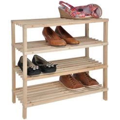 1.02 Holz Schuhregal HELL - 4 Etagen