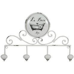 Aufhänger Le Bain Aus Schmiedeeisen Mit Antikiertem Weißem Finish 37x6x25 Cm. -Möbelhaus 18661356 3