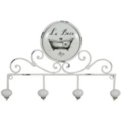 Aufhänger Le Bain Aus Schmiedeeisen Mit Antikiertem Weißem Finish 37x6x25 Cm. -Möbelhaus 18661356 4