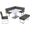 K+W Komfort & Wohnen Eckbankgruppe »Santos II«, (Set), Schenkel 180cm, Hockerbank, Freischwinger Und Funktionstisch 120x80x75