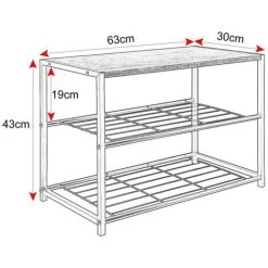 WOLTU Schuhbank Schuhregal Mit Sitzfläche Badregal Schuhablage Schuhkommode Schuhständer Organizier Sitzbank Mit 2 Ablagen Für Ca. 6 Paar Schuhe, Holz Metall, 63x30x43cm, Schwarz Rohre-Holzoptik Vinta -Möbelhaus 21362406 4