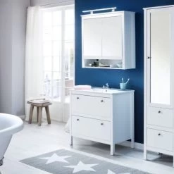 Badmöbel Set Weiß Waschtisch MIT Waschbecken 80 Cm Hochschrank Badezimmer Möbel Ole 13 Badmöbel Set Weiß Waschtisch MIT Waschbecken 80 Cm Hochschrank Badezimmer Möbel Ole -Möbelhaus 218286789