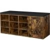VASAGLE Schuhbank, Aufbewahrungsschrank, Schuhregal Mit 9 Offenen Fächern Und Einem Schrank, Mit Polsterung, 110 X 30 X 48 Cm, Rustikale Tür, Vintagebraun Von SONGMICS LHS058X01 -Möbelhaus 23756226 1