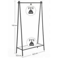 SONGMICS Kleiderständer Aus Stahl, Garderobenständer Mit Kleiderstange, Ablage Im Unteren Bereich, Schlicht, Schlafzimmer, Flur, Dachboden, Keller, 92,5 X 33,5 X 153 Cm, Mattschwarz HSR23BK -Möbelhaus 24008230 4