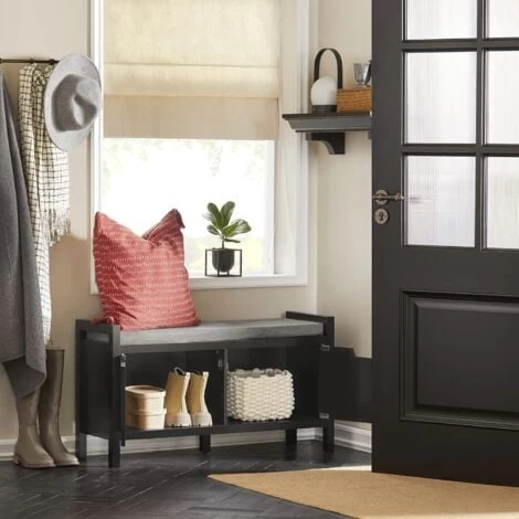 SoBuy FSR63-SCH Sitzkommode Sitzbank Mit Sitzfläche Schuhtruhe Mit Stauraum Garderobenbank Schuhschrank Schwarz BHT Ca.: 91x50x30cm 5 SoBuy FSR63-SCH Sitzkommode Sitzbank Mit Sitzfläche Schuhtruhe Mit Stauraum Garderobenbank Schuhschrank Schwarz BHT Ca.: 91x50x30cm – Bild 3