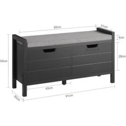 SoBuy FSR63-SCH Sitzkommode Sitzbank Mit Sitzfläche Schuhtruhe Mit Stauraum Garderobenbank Schuhschrank Schwarz BHT Ca.: 91x50x30cm 11 SoBuy FSR63-SCH Sitzkommode Sitzbank Mit Sitzfläche Schuhtruhe Mit Stauraum Garderobenbank Schuhschrank Schwarz BHT Ca.: 91x50x30cm -Möbelhaus 24061902 5