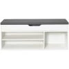 Schuhbank Schuhregal Schuhschrank Mit Sitzkissen, Aus E1 Holzspanplatte, Aufklappbare Schuhschrank Mit Sitzkissen, Flur Schuhregal 104 X 45 X 30 Cm Weiß-Meerveil 1 Schuhbank Schuhregal Schuhschrank Mit Sitzkissen, Aus E1 Holzspanplatte, Aufklappbare Schuhschrank Mit Sitzkissen, Flur Schuhregal 104 X 45 X 30 Cm Weiß-Meerveil -Möbelhaus 24155534 1