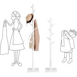 VASAGLE Garderobenständer, Kleiderständer, Massivholz, Freistehend, Baumform, 8 Haken Für Jacken, Hüte, Taschen, Eingangsbereich, Flur, Haken Und Haltestange Aus Kautschukholz, Weiß Von SONGMICS RCR01 -Möbelhaus 24616765 4