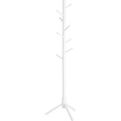 VASAGLE Garderobenständer, Freistehender Kleiderständer, Garderobe Aus Massivholz, In Baumform, Mit 8 Haken, Für Kleidung, Hüte, Taschen, Flur, Eingangsbereich, Weiß Von SONGMICS RCR04WT