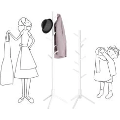 VASAGLE Garderobenständer, Freistehender Kleiderständer, Garderobe Aus Massivholz, In Baumform, Mit 8 Haken, Für Kleidung, Hüte, Taschen, Flur, Eingangsbereich, Weiß Von SONGMICS RCR04WT -Möbelhaus 24616772 4