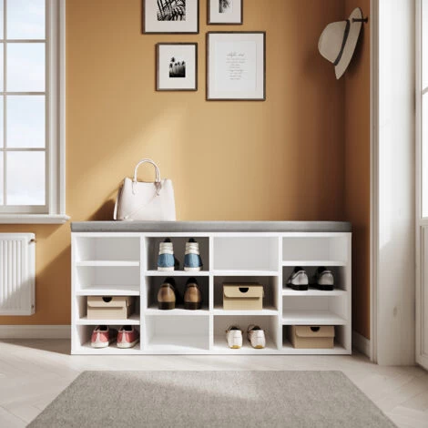 SONNI Schuhbank Sitzbank Sitzbänke Schuhschrank Schuhregal Mit Sitzkissen Weiß Weiss Schließfach 4 SONNI Schuhbank Sitzbank Sitzbänke Schuhschrank Schuhregal Mit Sitzkissen Weiß Weiss Schließfach – Bild 2