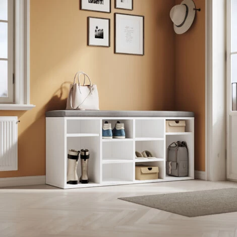 SONNI Schuhbank Sitzbank Sitzbänke Schuhschrank Schuhregal Mit Sitzkissen Weiß Weiss Schließfach 5 SONNI Schuhbank Sitzbank Sitzbänke Schuhschrank Schuhregal Mit Sitzkissen Weiß Weiss Schließfach – Bild 3