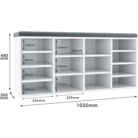 SONNI Schuhbank Sitzbank Sitzbänke Schuhschrank Schuhregal Mit Sitzkissen Weiß Weiss Schließfach 6 SONNI Schuhbank Sitzbank Sitzbänke Schuhschrank Schuhregal Mit Sitzkissen Weiß Weiss Schließfach – Bild 4