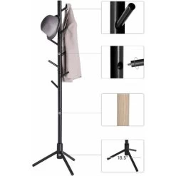 VASAGLE Garderobenständer, Freistehender Kleiderständer, Garderobe Aus Massivholz, In Baumform, Mit 8 Haken, Für Kleidung, Hüte, Taschen, Flur, Eingangsbereich, Schwarz Von SONGMICS RCR004B01 -Möbelhaus 26293104 4