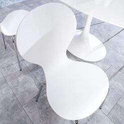 Cagü: Design Retro Klassiker Stuhl Stapelstuhl Holzstuhl (JACOBSEN] Weiss -Möbelhaus 283180020