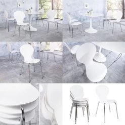 Cagü: Design Retro Klassiker Stuhl Stapelstuhl Holzstuhl (JACOBSEN] Weiss -Möbelhaus 283180115