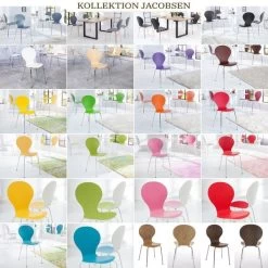 Cagü: Design Retro Klassiker Stuhl Stapelstuhl Holzstuhl (JACOBSEN] Weiss -Möbelhaus 283180473