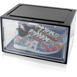 6er Set Schwarze Schuhbox Stapelbar Aufbewahrungsbox Kunststoffbox Schuhkasten Schuhkarton Schuhorganizer Bis Gr.47