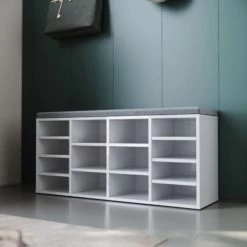 SONNI Schuhschrank Mit Sitzbank Schuhbank Mit Sitzkissen Weiss Schuhkipper Weiß Sitzbänke Schuhregal Mit Sitzflache Schuhablage