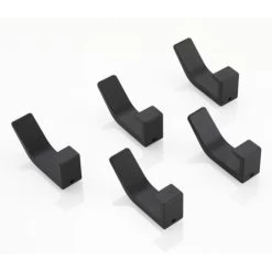 Raum Aluminium Küche Badezimmer WC Haken Kleiderständer Nordic Black Free Punch Kleiderhaken Schwarz 5 Stück