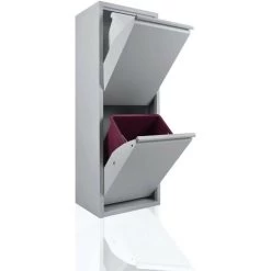 Betten-ABC Refina Mehrzweckschrank, Abfalleimer,platzsparend, Aus Pflegeleichtem Metall Grau 2 X 15 L