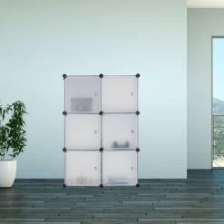 Relaxdays Regalsystem 6 Türen, DIY, Cubes, Grifföffnungen, Raumteiler, Regal, Kunststoff, HBT 105x70x35 Cm, Transparent 8 Relaxdays Regalsystem 6 Türen, DIY, Cubes, Grifföffnungen, Raumteiler, Regal, Kunststoff, HBT 105x70x35 Cm, Transparent -Möbelhaus 31794809 2