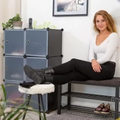 Relaxdays Regalsystem 6 Türen, DIY, Cubes, Grifföffnungen, Raumteiler, Regal, Kunststoff, HBT 105x70x35 Cm, Transparent 9 Relaxdays Regalsystem 6 Türen, DIY, Cubes, Grifföffnungen, Raumteiler, Regal, Kunststoff, HBT 105x70x35 Cm, Transparent -Möbelhaus 31794809 3